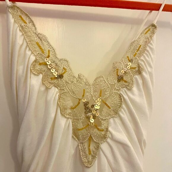White dress with gold embellishments in medium - Picture 2 of 6